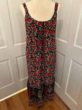 VELVET GRAHAM & SPENCER Ghita Silk Cotton Tank Dress XS Black Red Floral Pockets